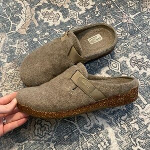 Neutral Minimalist Wool Clogs with Cork Sole